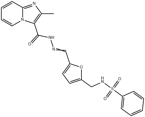 N-[(5-{2-[(2-methylimidazo[1,2-a]pyridin-3-yl)carbonyl]carbohydrazonoyl}-2-furyl)methyl]benzenesulfonamide Struktur