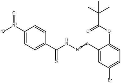 4-bromo-2-(2-{4-nitrobenzoyl}carbohydrazonoyl)phenyl pivalate Struktur