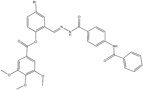 2-{2-[4-(benzoylamino)benzoyl]carbohydrazonoyl}-4-bromophenyl 3,4,5-trimethoxybenzoate Struktur