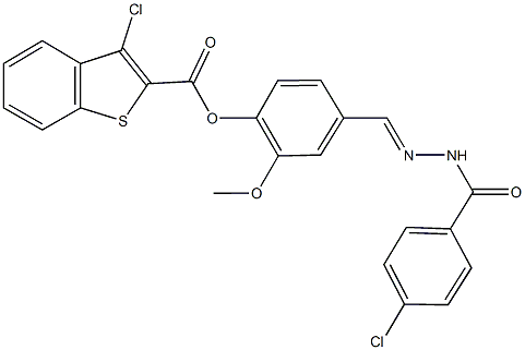 4-[2-(4-chlorobenzoyl)carbohydrazonoyl]-2-methoxyphenyl 3-chloro-1-benzothiophene-2-carboxylate Struktur