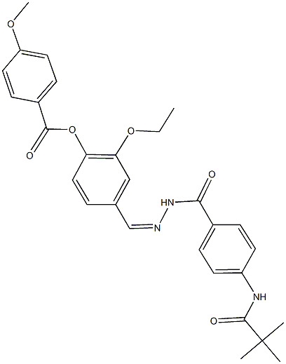 4-(2-{4-[(2,2-dimethylpropanoyl)amino]benzoyl}carbohydrazonoyl)-2-ethoxyphenyl 4-methoxybenzoate Struktur