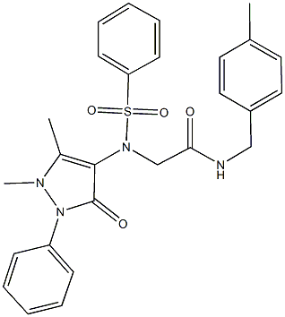 2-[(1,5-dimethyl-3-oxo-2-phenyl-2,3-dihydro-1H-pyrazol-4-yl)(phenylsulfonyl)amino]-N-(4-methylbenzyl)acetamide Struktur