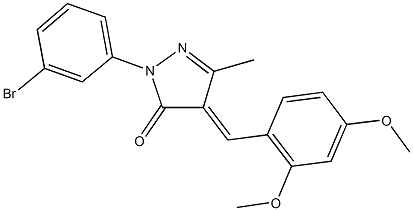 2-(3-bromophenyl)-4-(2,4-dimethoxybenzylidene)-5-methyl-2,4-dihydro-3H-pyrazol-3-one Struktur