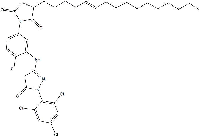 1-(4-chloro-3-{[5-oxo-1-(2,4,6-trichlorophenyl)-4,5-dihydro-1H-pyrazol-3-yl]amino}phenyl)-3-(5-hexadecenyl)-2,5-pyrrolidinedione Struktur