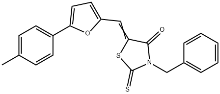 3-benzyl-5-{[5-(4-methylphenyl)-2-furyl]methylene}-2-thioxo-1,3-thiazolidin-4-one Struktur