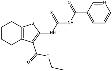 ethyl 2-({[(3-pyridinylcarbonyl)amino]carbothioyl}amino)-4,5,6,7-tetrahydro-1-benzothiophene-3-carboxylate Struktur