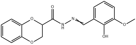 N'-(2-hydroxy-3-methoxybenzylidene)-2,3-dihydro-1,4-benzodioxine-2-carbohydrazide Struktur