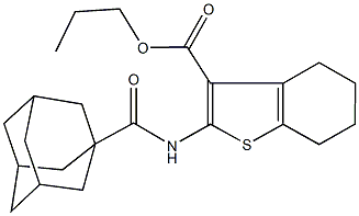 propyl 2-[(1-adamantylcarbonyl)amino]-4,5,6,7-tetrahydro-1-benzothiophene-3-carboxylate Struktur