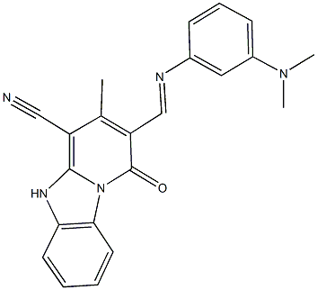 2-({[3-(dimethylamino)phenyl]imino}methyl)-3-methyl-1-oxo-1,5-dihydropyrido[1,2-a]benzimidazole-4-carbonitrile Struktur