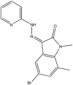 5-bromo-1,7-dimethyl-1H-indole-2,3-dione 3-(2-pyridinylhydrazone) Struktur