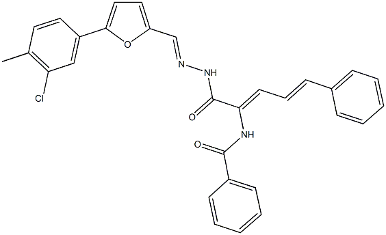 N-{1-[(2-{[5-(3-chloro-4-methylphenyl)-2-furyl]methylene}hydrazino)carbonyl]-4-phenyl-1,3-butadienyl}benzamide Struktur