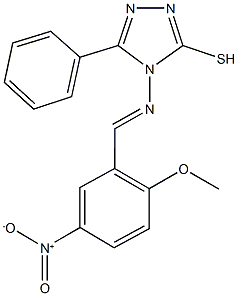 4-({5-nitro-2-methoxybenzylidene}amino)-3-phenyl-5-sulfanyl-4H-1,2,4-triazole Struktur