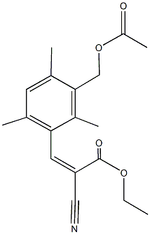 ethyl 3-{3-[(acetyloxy)methyl]-2,4,6-trimethylphenyl}-2-cyanoacrylate Struktur