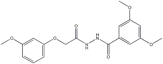 3,5-dimethoxy-N'-[(3-methoxyphenoxy)acetyl]benzohydrazide Struktur