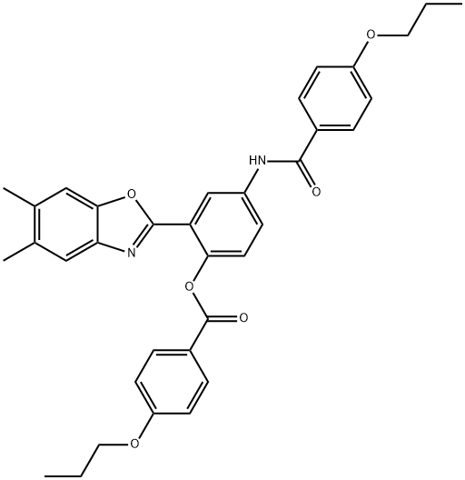 2-(5,6-dimethyl-1,3-benzoxazol-2-yl)-4-[(4-propoxybenzoyl)amino]phenyl 4-propoxybenzoate Struktur