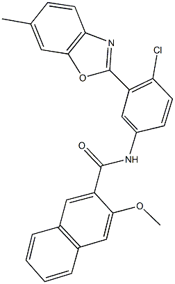 N-[4-chloro-3-(6-methyl-1,3-benzoxazol-2-yl)phenyl]-3-methoxy-2-naphthamide Struktur