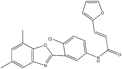 N-[4-chloro-3-(5,7-dimethyl-1,3-benzoxazol-2-yl)phenyl]-3-(2-furyl)acrylamide Struktur