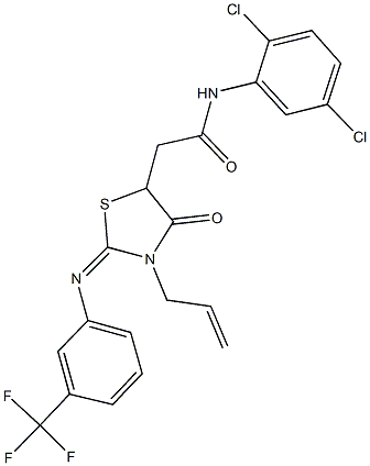 2-(3-allyl-4-oxo-2-{[3-(trifluoromethyl)phenyl]imino}-1,3-thiazolidin-5-yl)-N-(2,5-dichlorophenyl)acetamide Struktur