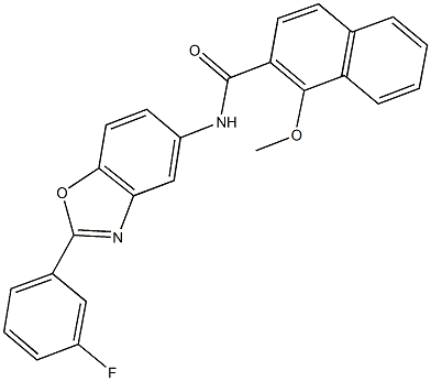 N-[2-(3-fluorophenyl)-1,3-benzoxazol-5-yl]-1-methoxy-2-naphthamide Struktur