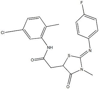 N-(5-chloro-2-methylphenyl)-2-{2-[(4-fluorophenyl)imino]-3-methyl-4-oxo-1,3-thiazolidin-5-yl}acetamide Struktur