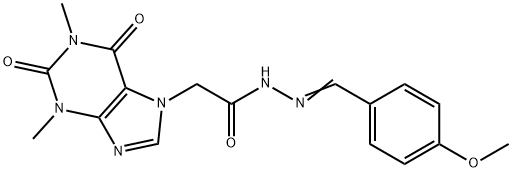 2-(1,3-dimethyl-2,6-dioxo-1,2,3,6-tetrahydro-7H-purin-7-yl)-N'-(4-methoxybenzylidene)acetohydrazide Struktur