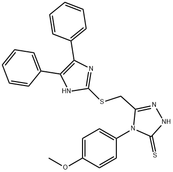 5-{[(4,5-diphenyl-1H-imidazol-2-yl)sulfanyl]methyl}-4-(4-methoxyphenyl)-2,4-dihydro-3H-1,2,4-triazole-3-thione Struktur