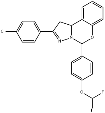 2-(4-chlorophenyl)-5-[4-(difluoromethoxy)phenyl]-1,10b-dihydropyrazolo[1,5-c][1,3]benzoxazine Struktur