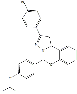 2-(4-bromophenyl)-5-[4-(difluoromethoxy)phenyl]-1,10b-dihydropyrazolo[1,5-c][1,3]benzoxazine Struktur