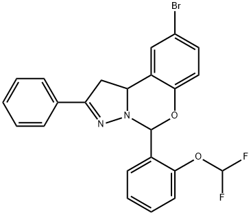 9-bromo-5-[2-(difluoromethoxy)phenyl]-2-phenyl-1,10b-dihydropyrazolo[1,5-c][1,3]benzoxazine Struktur