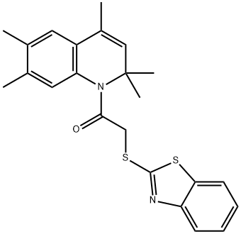 1-[(1,3-benzothiazol-2-ylsulfanyl)acetyl]-2,2,4,6,7-pentamethyl-1,2-dihydroquinoline Struktur