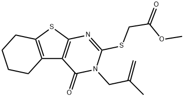 methyl {[3-(2-methyl-2-propenyl)-4-oxo-3,4,5,6,7,8-hexahydro[1]benzothieno[2,3-d]pyrimidin-2-yl]sulfanyl}acetate Struktur