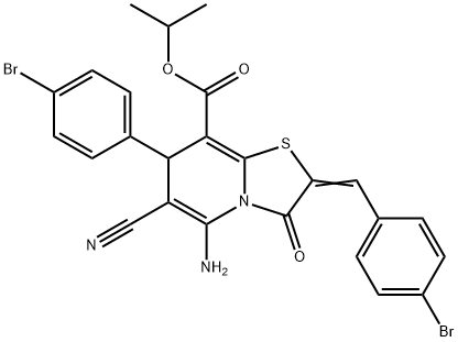 isopropyl 5-amino-2-(4-bromobenzylidene)-7-(4-bromophenyl)-6-cyano-3-oxo-2,3-dihydro-7H-[1,3]thiazolo[3,2-a]pyridine-8-carboxylate Struktur