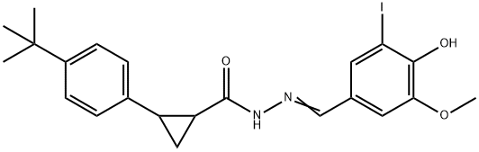 2-(4-tert-butylphenyl)-N'-(4-hydroxy-3-iodo-5-methoxybenzylidene)cyclopropanecarbohydrazide Struktur