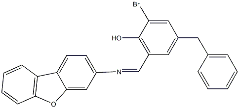 4-benzyl-2-bromo-6-[(dibenzo[b,d]furan-3-ylimino)methyl]phenol Struktur