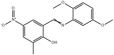 2-{[(2,5-dimethoxyphenyl)imino]methyl}-4-nitro-6-methylphenol Struktur