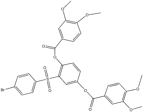 2-[(4-bromophenyl)sulfonyl]-4-[(3,4-dimethoxybenzoyl)oxy]phenyl 3,4-dimethoxybenzoate Struktur