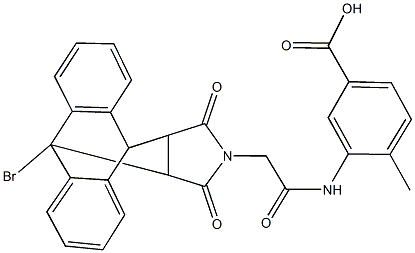 3-{[(1-bromo-16,18-dioxo-17-azapentacyclo[6.6.5.0~2,7~.0~9,14~.0~15,19~]nonadeca-2,4,6,9,11,13-hexaen-17-yl)acetyl]amino}-4-methylbenzoic acid Struktur