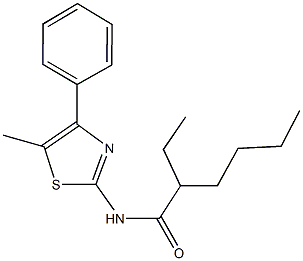 2-ethyl-N-(5-methyl-4-phenyl-1,3-thiazol-2-yl)hexanamide Struktur