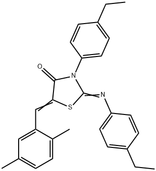 5-(2,5-dimethylbenzylidene)-3-(4-ethylphenyl)-2-[(4-ethylphenyl)imino]-1,3-thiazolidin-4-one Struktur