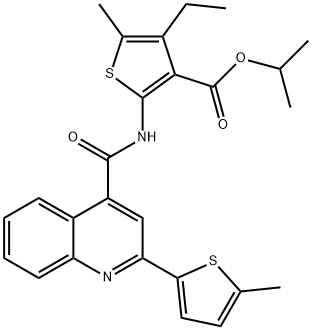 isopropyl 4-ethyl-5-methyl-2-({[2-(5-methyl-2-thienyl)-4-quinolinyl]carbonyl}amino)-3-thiophenecarboxylate Struktur