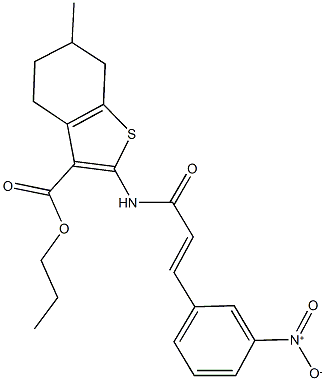 propyl 2-[(3-{3-nitrophenyl}acryloyl)amino]-6-methyl-4,5,6,7-tetrahydro-1-benzothiophene-3-carboxylate Struktur