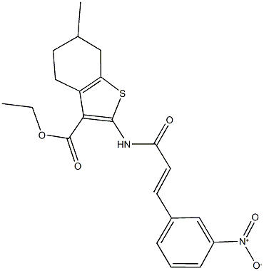 ethyl 2-[(3-{3-nitrophenyl}acryloyl)amino]-6-methyl-4,5,6,7-tetrahydro-1-benzothiophene-3-carboxylate Struktur