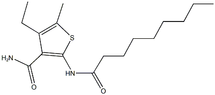 4-ethyl-5-methyl-2-(nonanoylamino)-3-thiophenecarboxamide Struktur