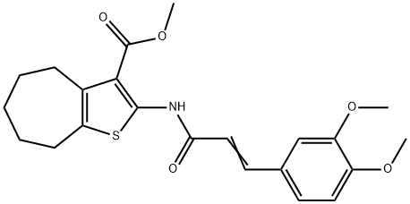 methyl 2-{[3-(3,4-dimethoxyphenyl)acryloyl]amino}-5,6,7,8-tetrahydro-4H-cyclohepta[b]thiophene-3-carboxylate Struktur