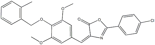 2-(4-chlorophenyl)-4-{3,5-dimethoxy-4-[(2-methylbenzyl)oxy]benzylidene}-1,3-oxazol-5(4H)-one Struktur