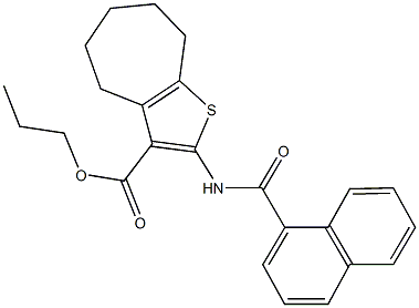 propyl 2-(1-naphthoylamino)-5,6,7,8-tetrahydro-4H-cyclohepta[b]thiophene-3-carboxylate Struktur