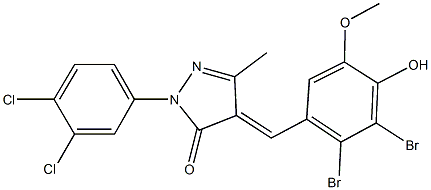 4-(2,3-dibromo-4-hydroxy-5-methoxybenzylidene)-2-(3,4-dichlorophenyl)-5-methyl-2,4-dihydro-3H-pyrazol-3-one Struktur