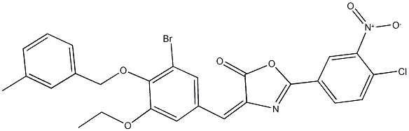 4-{3-bromo-5-ethoxy-4-[(3-methylbenzyl)oxy]benzylidene}-2-{4-chloro-3-nitrophenyl}-1,3-oxazol-5(4H)-one Struktur