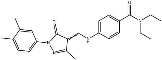 4-({[1-(3,4-dimethylphenyl)-3-methyl-5-oxo-1,5-dihydro-4H-pyrazol-4-ylidene]methyl}amino)-N,N-diethylbenzamide Struktur