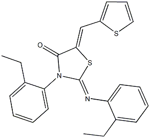 3-(2-ethylphenyl)-2-[(2-ethylphenyl)imino]-5-(2-thienylmethylene)-1,3-thiazolidin-4-one Struktur